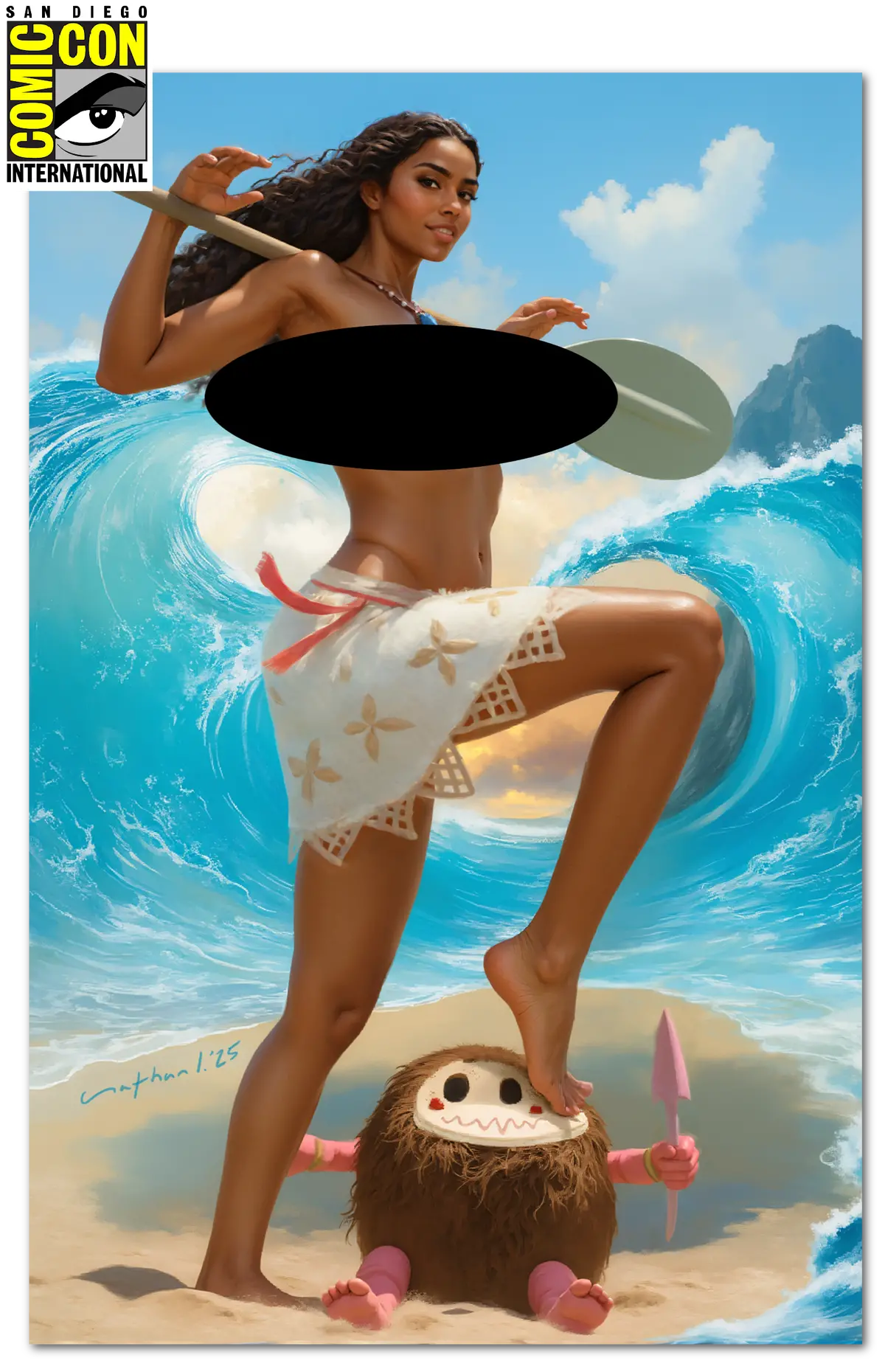 Sdcc Exclusive 'Naughty Navigator' Cvr B Foil Topless Nathan  Lorenzana /50 1