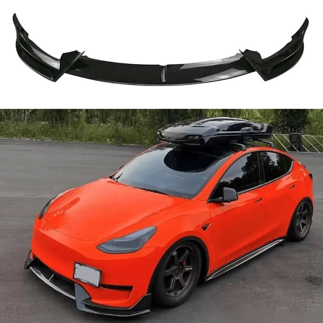 Fits Tesla Model Y 2020-2024 Carbon Fiber Print Front Lip Splitter 1