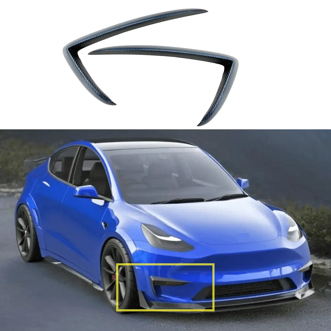 (Pre-Order) Fits Tesla Model Y 2020-2023 Carbon Fiber Front Fog Light Trim Eyebrow Frame 1