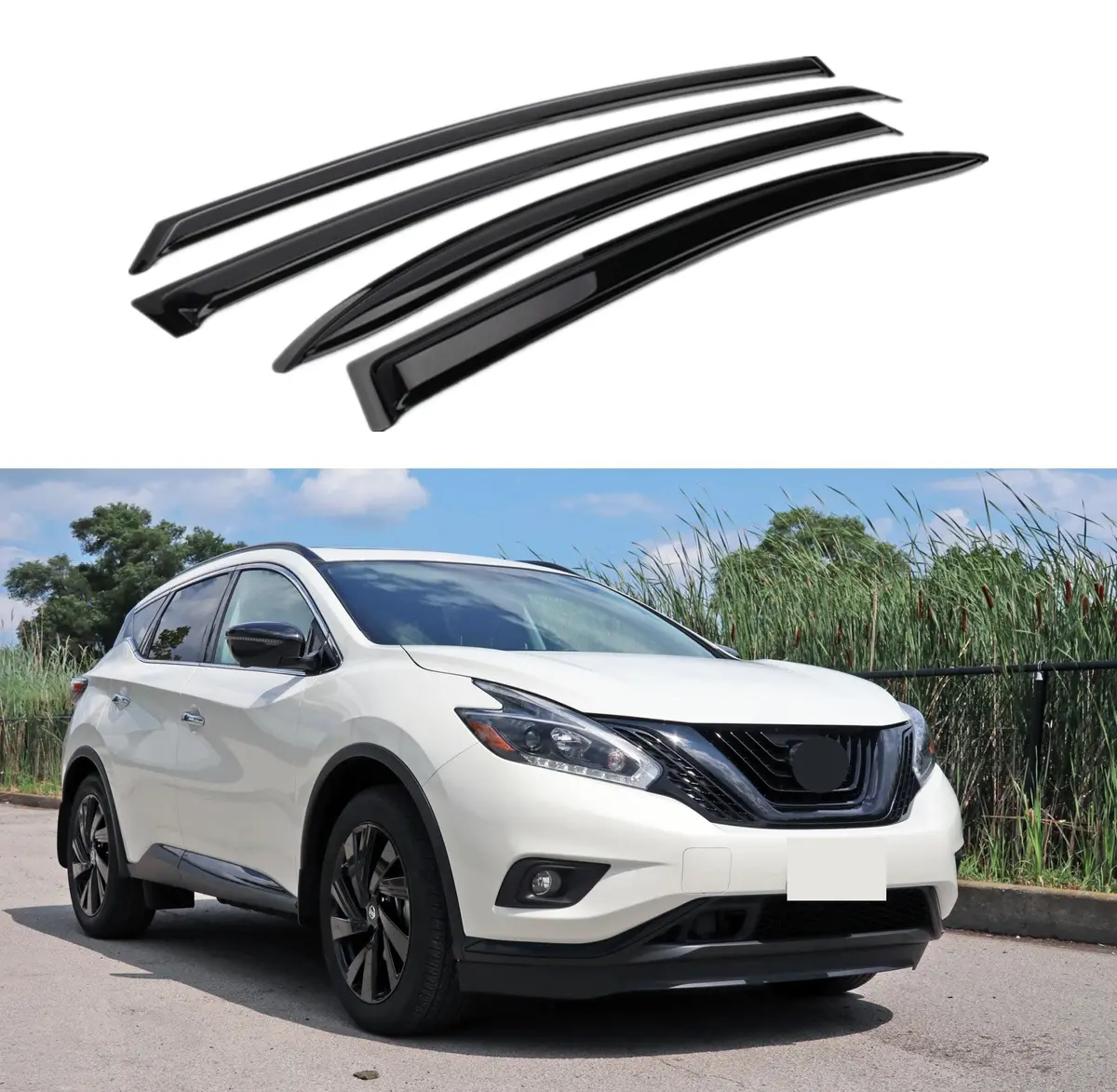 Fit 2015-2024 Nissan Murano Out-Channel Vent Window Visors Rain Guards Shade Deflectors 1