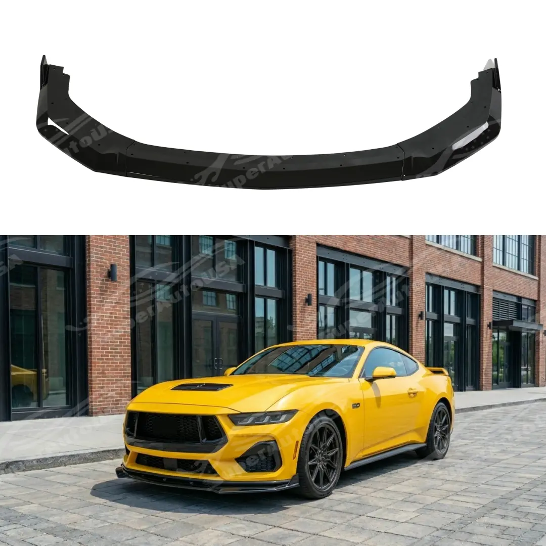 For 2024-2026 Ford Mustang S650 Gloss Black Front Bumper Lip Splitter 1