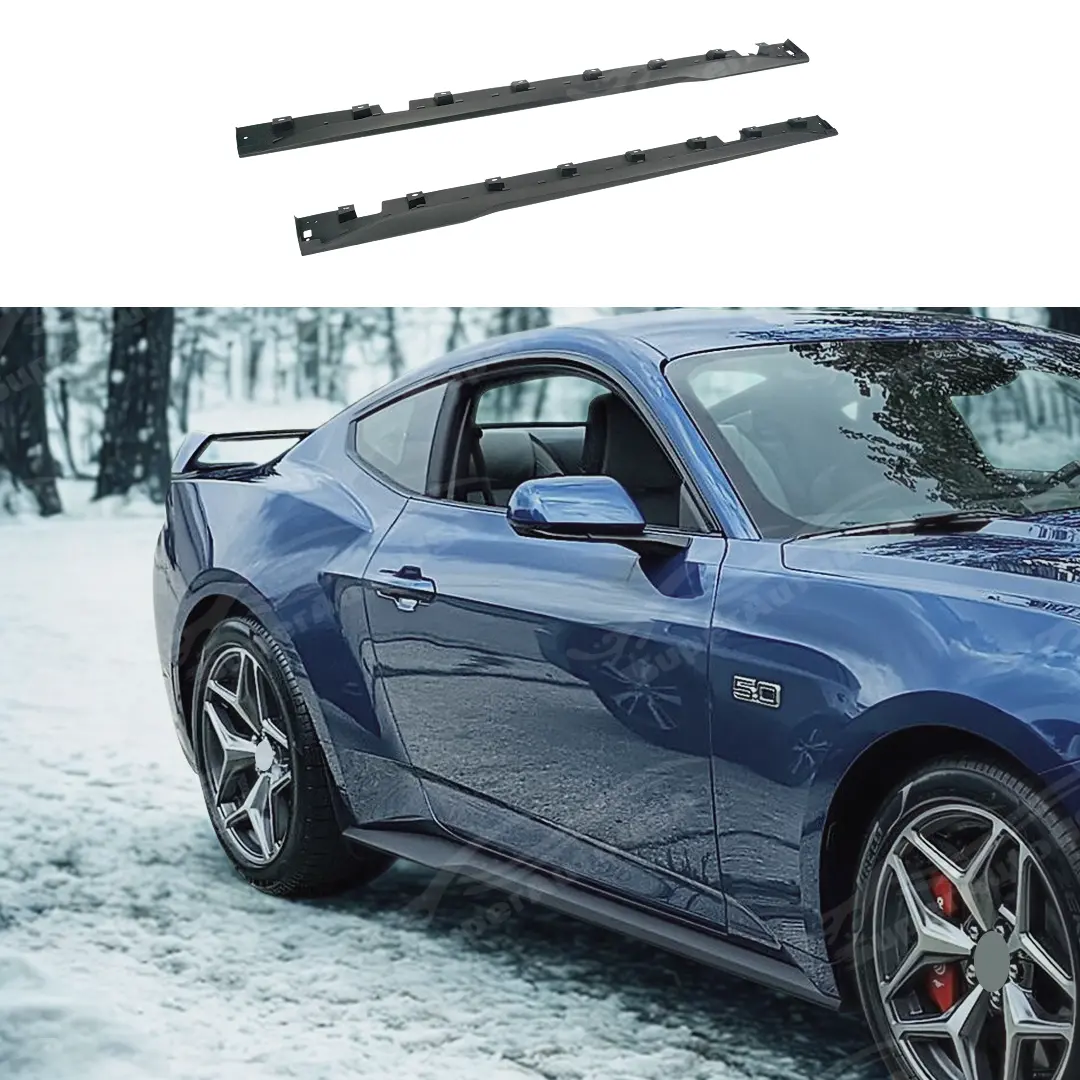Dark Horse Style Side Body Skirt Splitter Under Spoiler Rocker Panel Bottom Extension Lip For 2015-2022 Ford Mustang S50 1