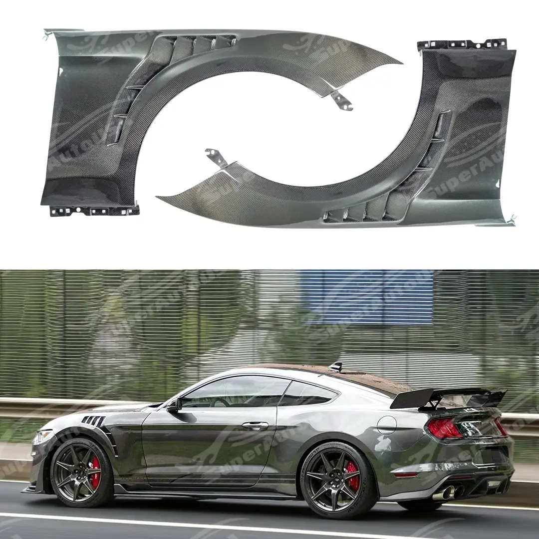 Fits Mustang S550 2018-2023 Gt500 Style Real Carbon Fiber Fender Front Side Vented Fender Panel 1
