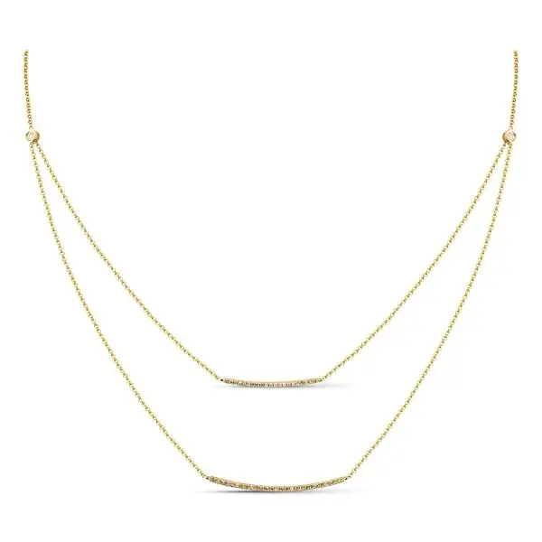 14K Yellow Gold Double Diamond Bar Necklace 1
