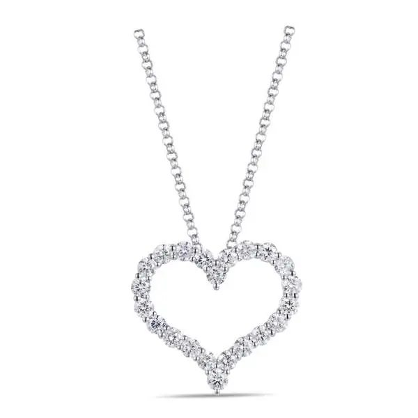 14K White Gold Open Diamond Heart Pendant 1
