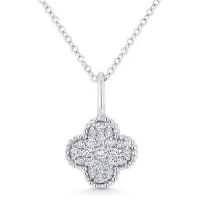 14K  Gold Diamond Clover Pendant 1
