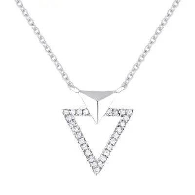 14K Gold Open Diamond Triangle Pendant 1
