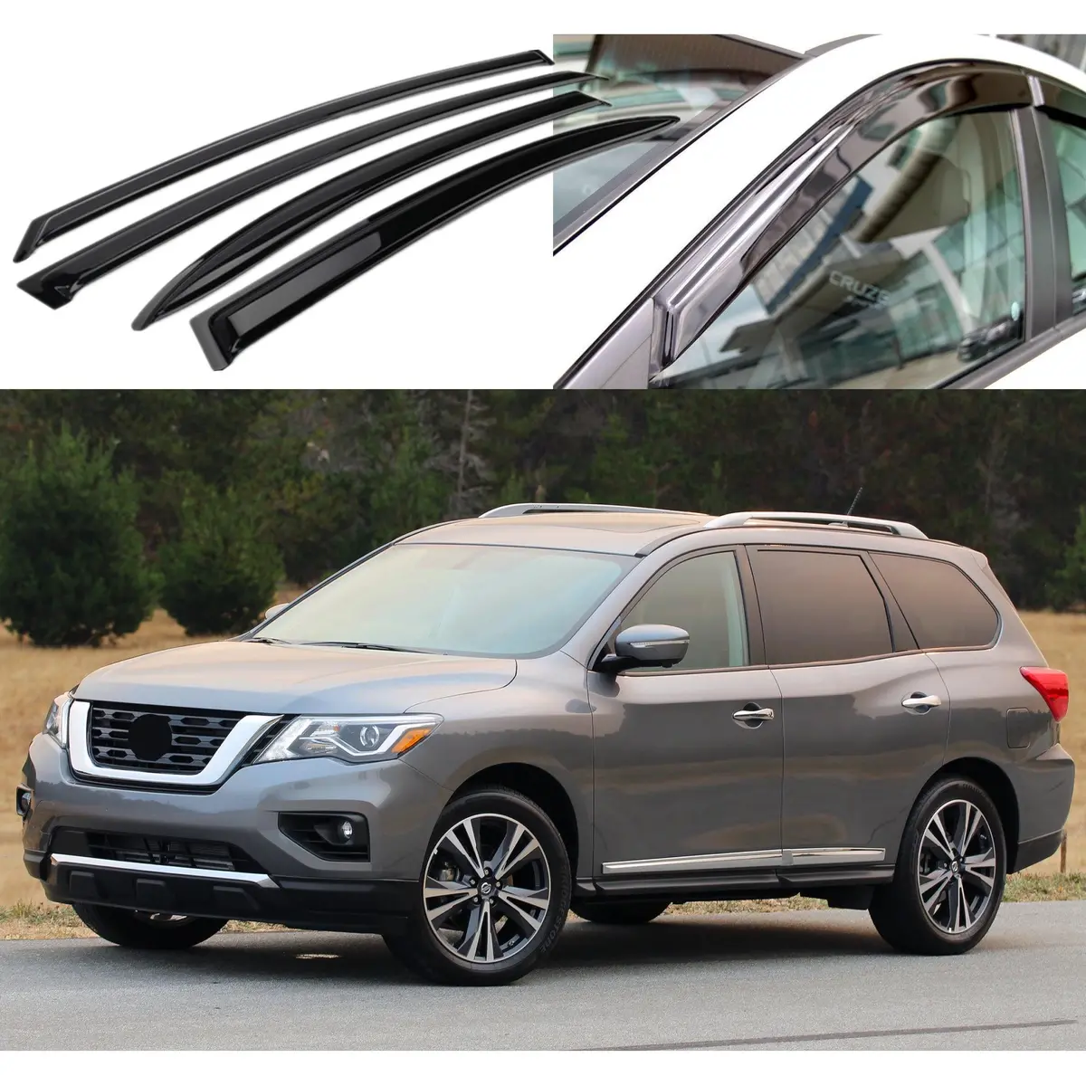 Fits Nissan Pathfinder 2013-2021 Window Visors Vent Rain Guards Shade Deflectors 1