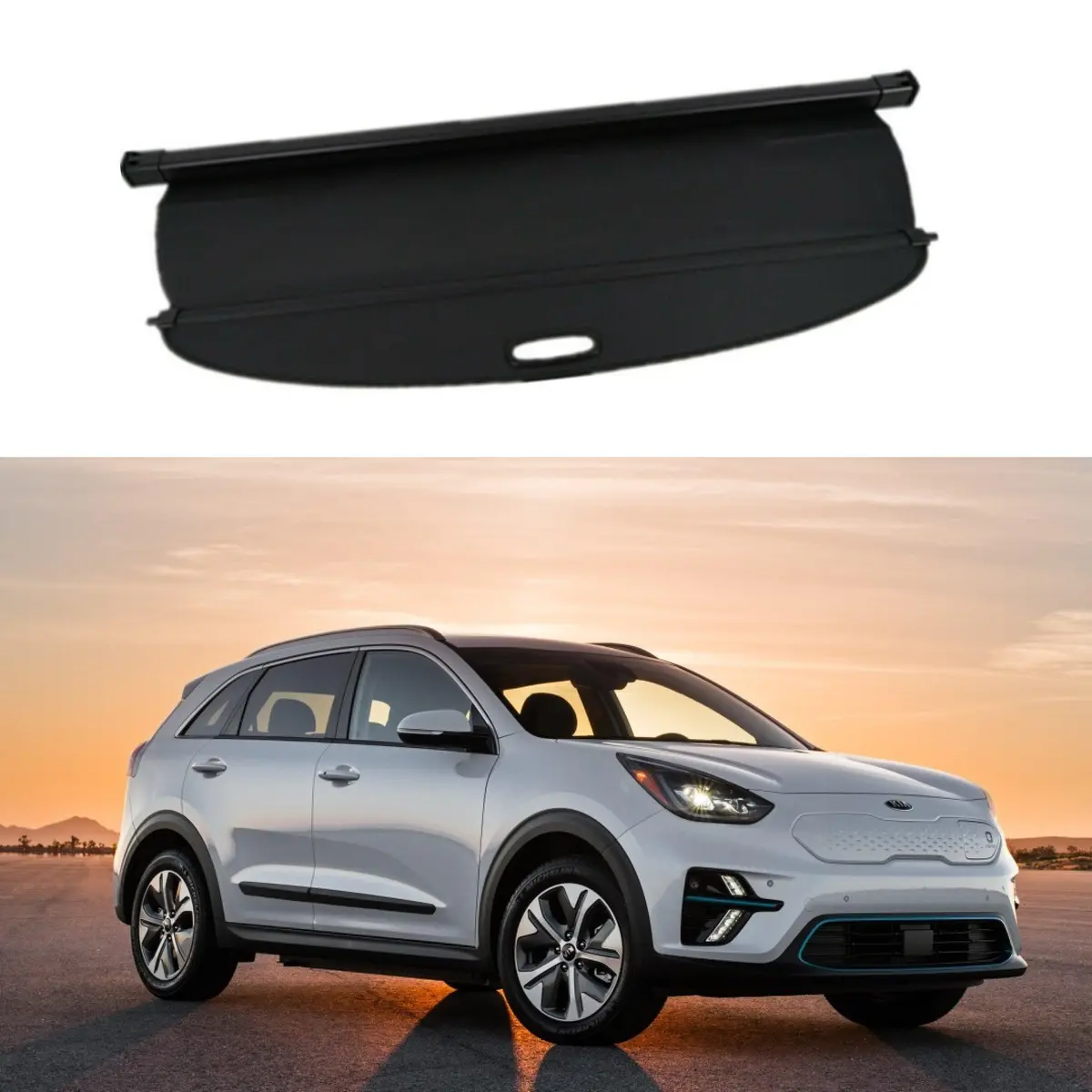 For Niro 2017-2021  Rear Trunk Retractable Tonneau Cargo Cover (Black) 1