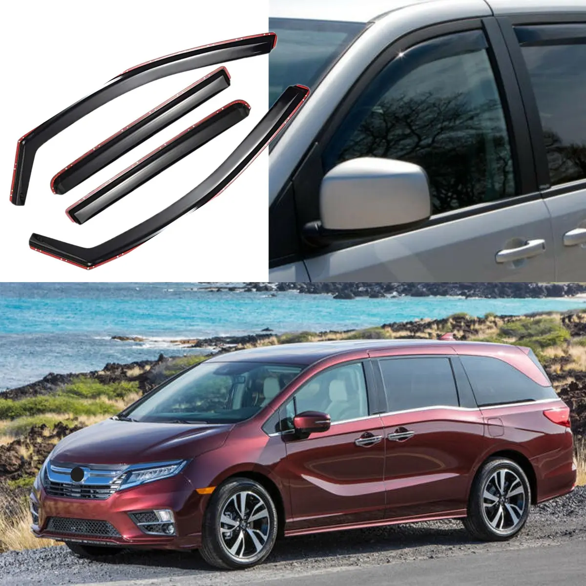 Fits 2018-2024 Honda Odyssey In-Channel Vent Window Visors Rain Sun Wind Guards Shade Deflectors 1