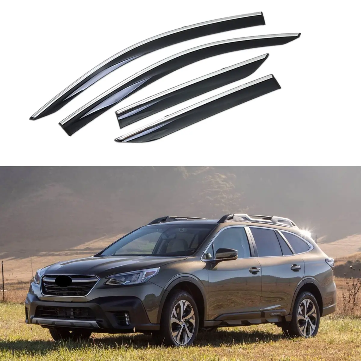 Fit 2015-2021 Chevrolet Suburban Clip-On Chrome Trim Vent Window Visors Rain Sun Wind Guards Shade Deflectors 1