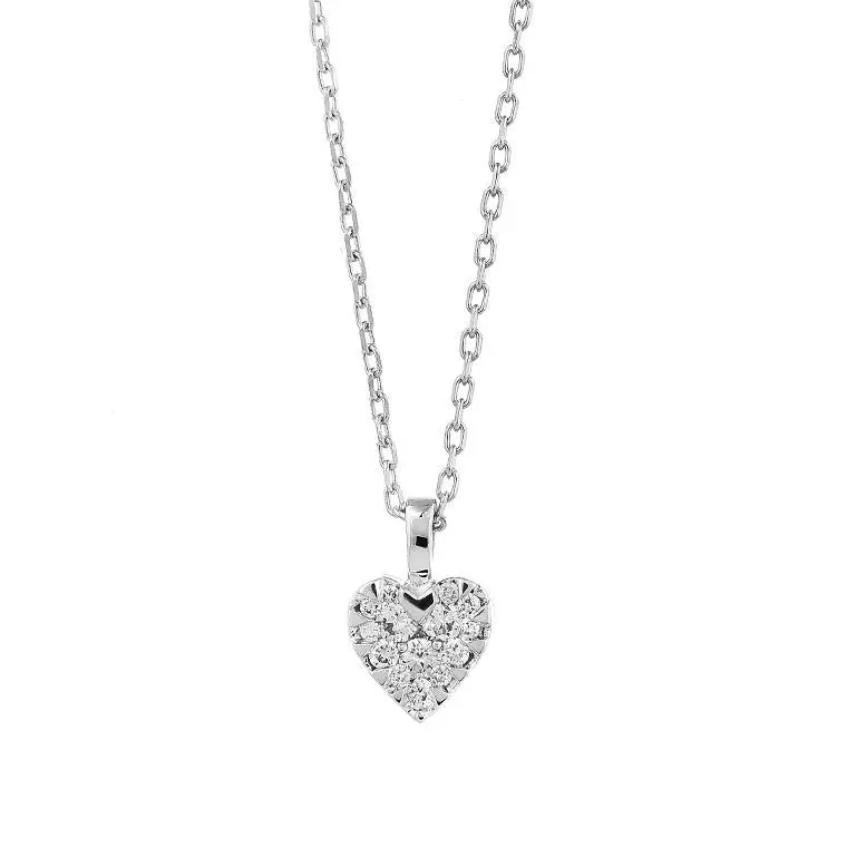 14K White Gold Diamond Heart Cluster Pendant 1