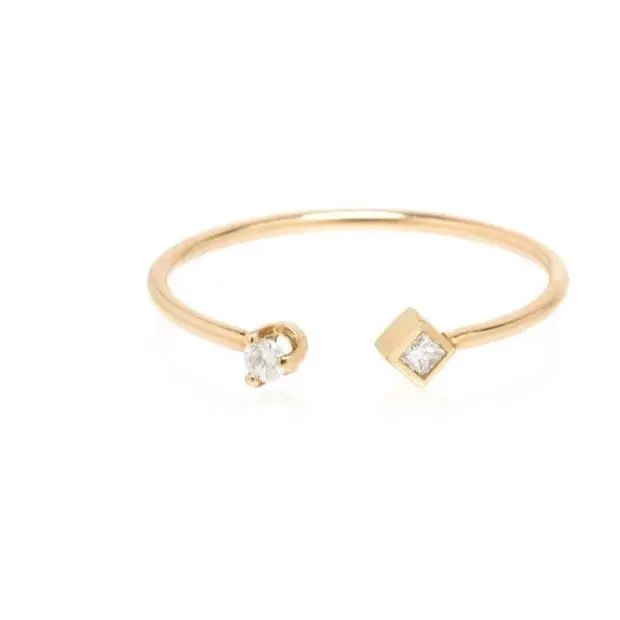 14K Yellow Gold Round And Princess Diamond Ring 1