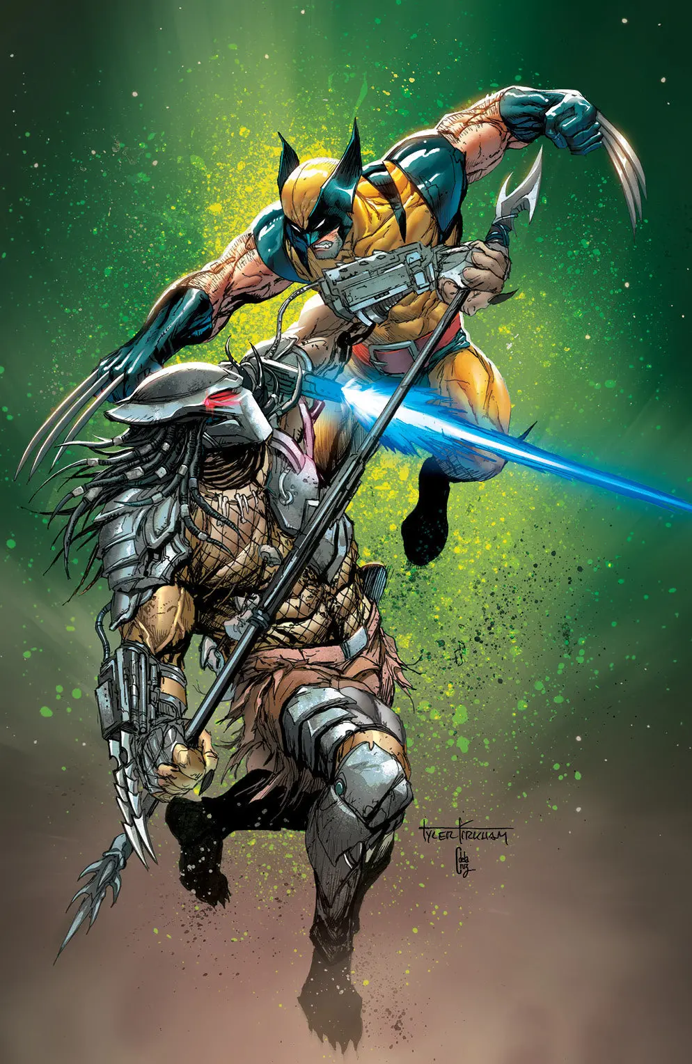 Nycc Exclusive Predator Vs Wolverine #1 Blood Blast Virgin Tyler Kirkham 1