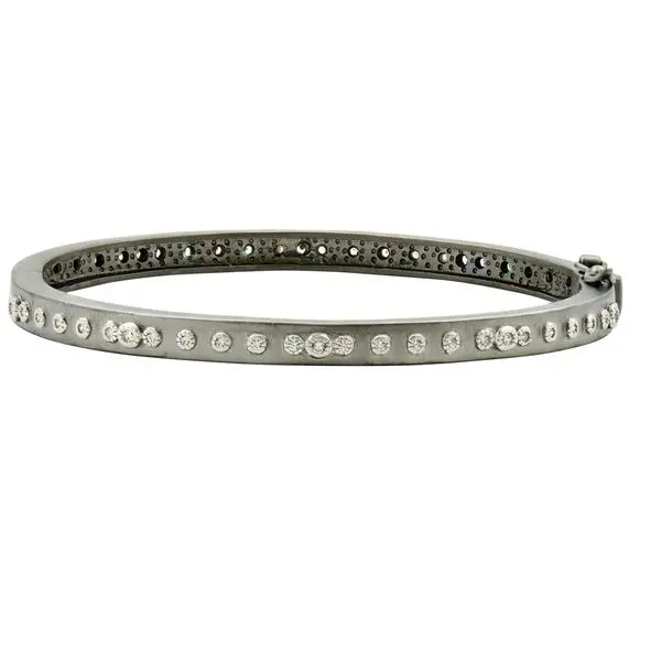 Frieda Rothman Mini Stud Bezel Stone Eternity Hinge Bangle 1