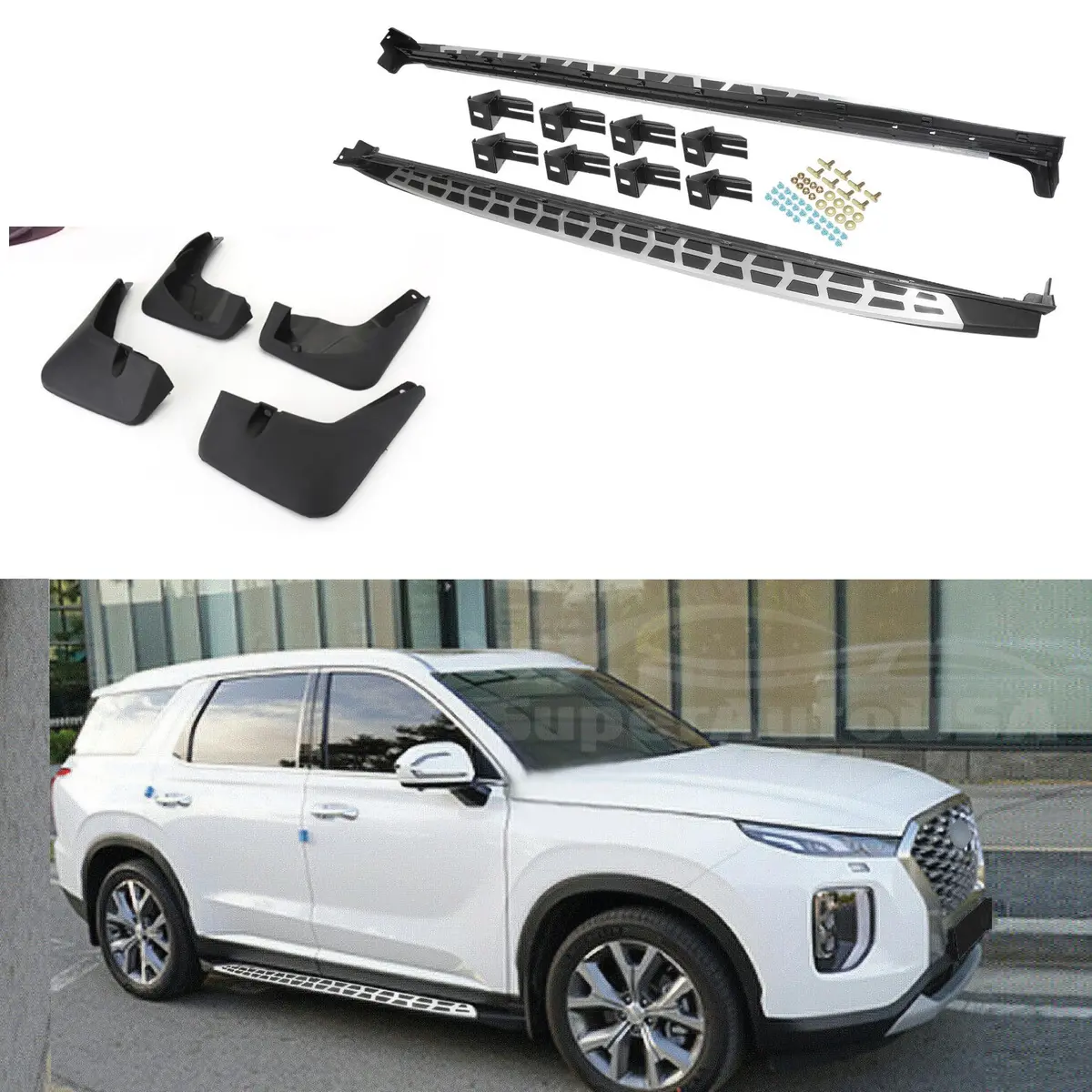 For Hyundai Palisade 2020-2022 Running Boards Side Step Nerf Bar & Mudguards 1