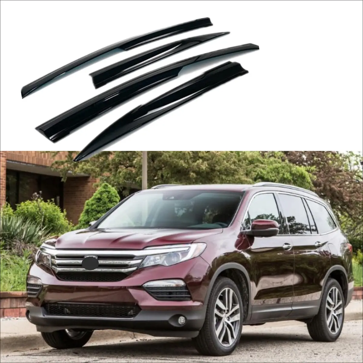 Fit 2016-2022 Honda Pilot 3D Mugen Style Vent Window Visors Rain Sun Wind Guards Shade Deflectors 1