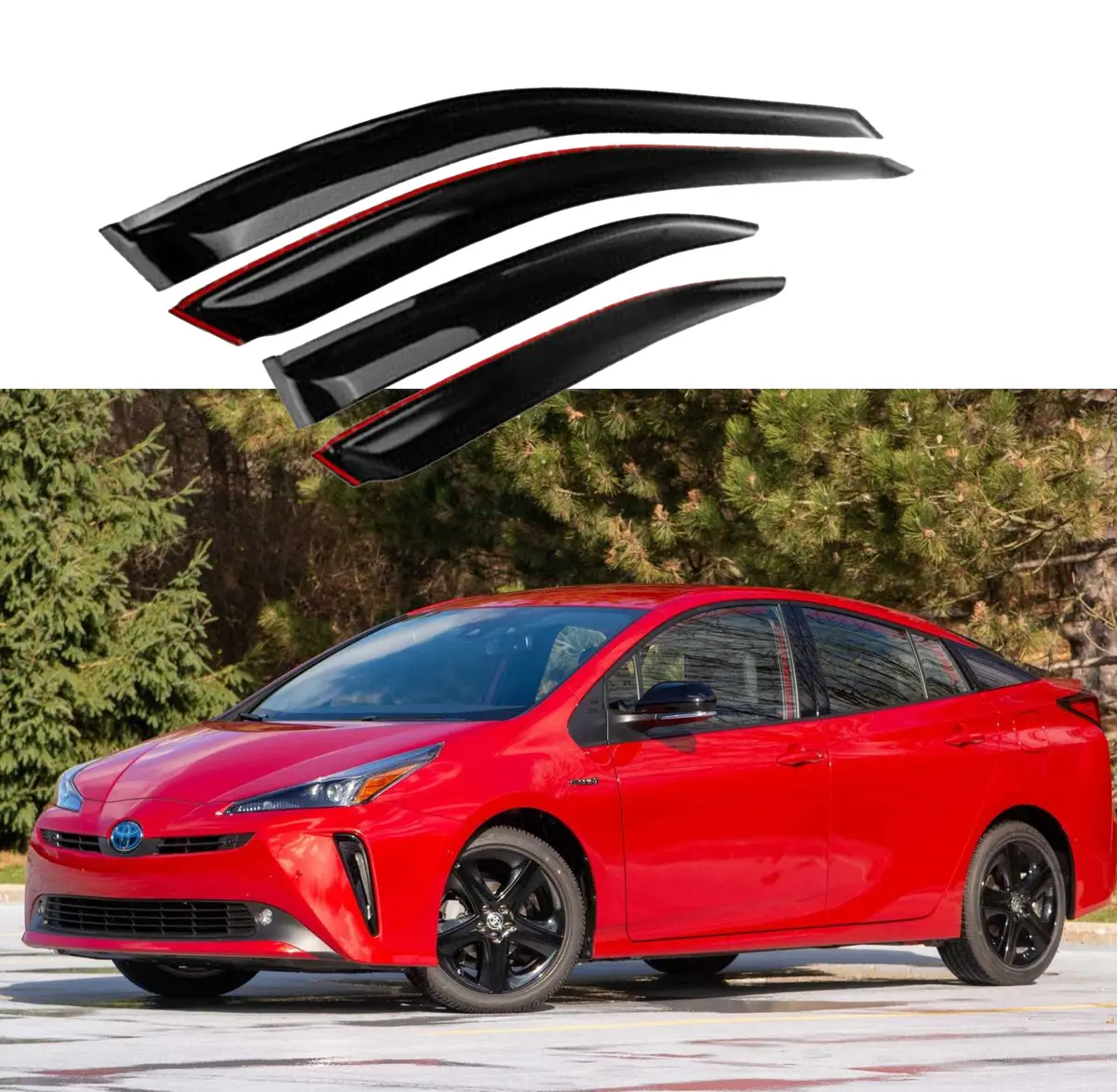 Fit 2016-2021 Toyota Prius Prime Out-Channel Vent Window Visors Rain Sun Wind Guards Shade Deflectors 1