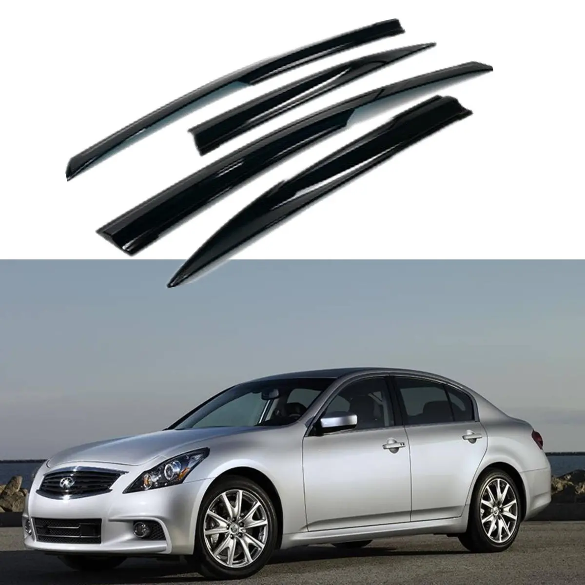 Fit 2007-2015 Infiniti G25 G35 G37 Q40 3D Mugen Style Vent Window Visors Rain Sun Wind Guards Shade Deflectors 1