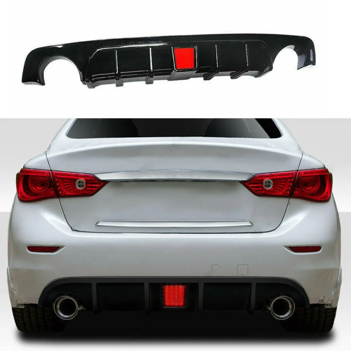 Fits 2018-2021 Infiniti Q50 Rear Bumper Spoiler Diffuser (Gloss Black) 1