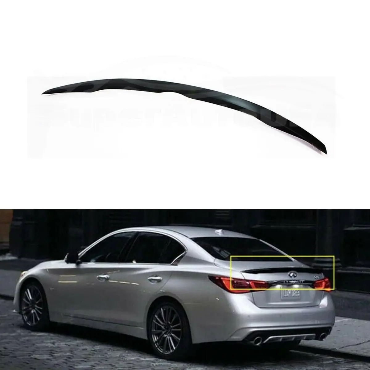 Fit 2014-2020 Infiniti Q50 Rear Trunk Spoiler Wing(Unpainted / Matte Black) 1
