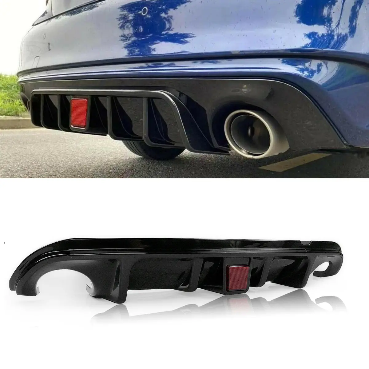 Fits 2014-2017 Infiniti Q50 Rear Spoiler Lower Diffuser With Led Light (Unpainted / Matte Black) 1