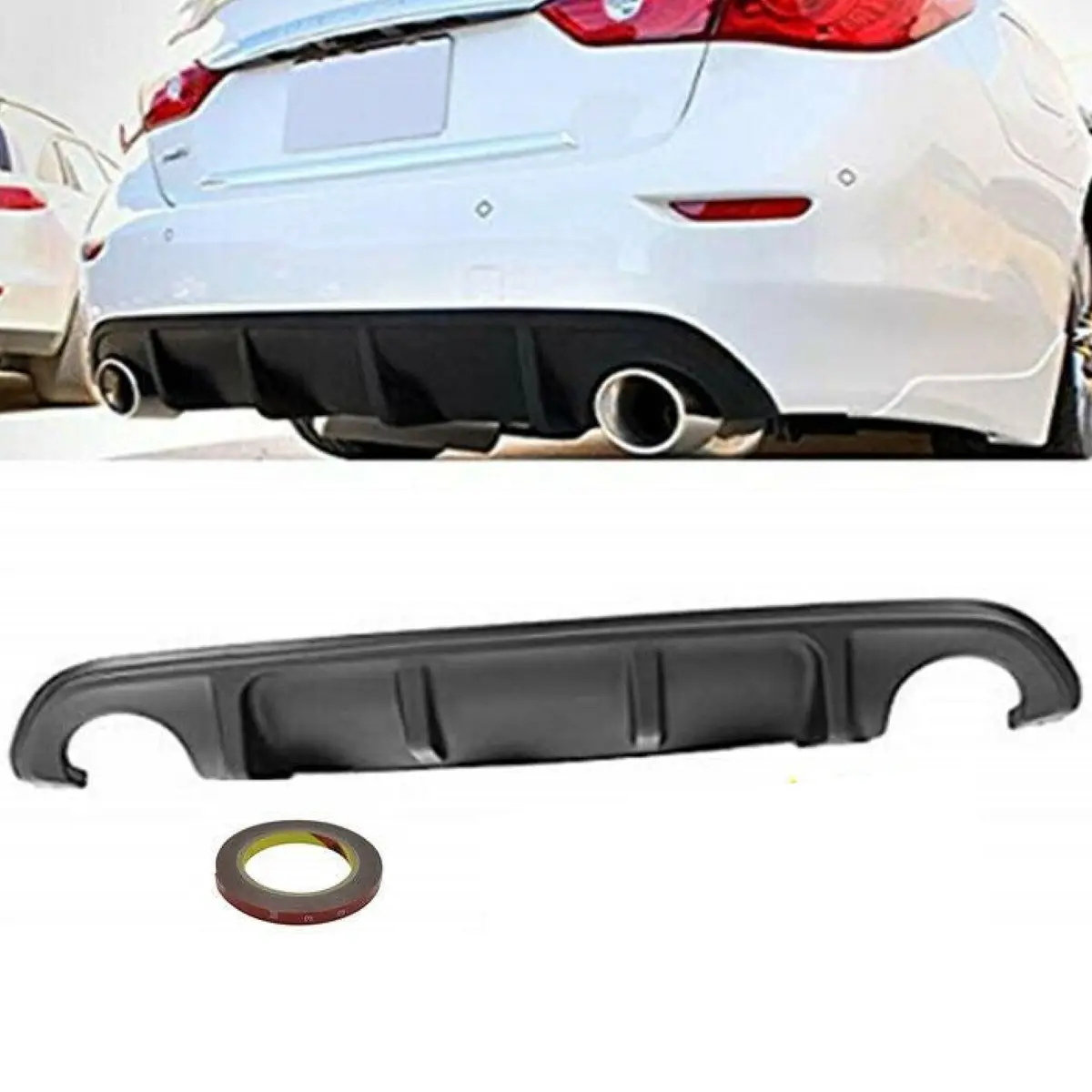 Fits 2014-2017 Infiniti Q50 Sport Style Rear Bumper Lip Spoiler Lower Diffuser 1