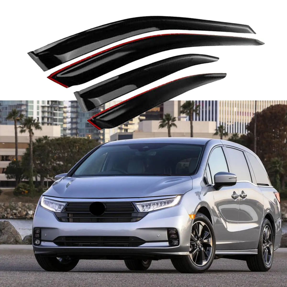 Fit 2018-2024 Honda Odyssey Out-Channel Vent Window Visors Rain Sun Wind Guards Shade Deflectors 1