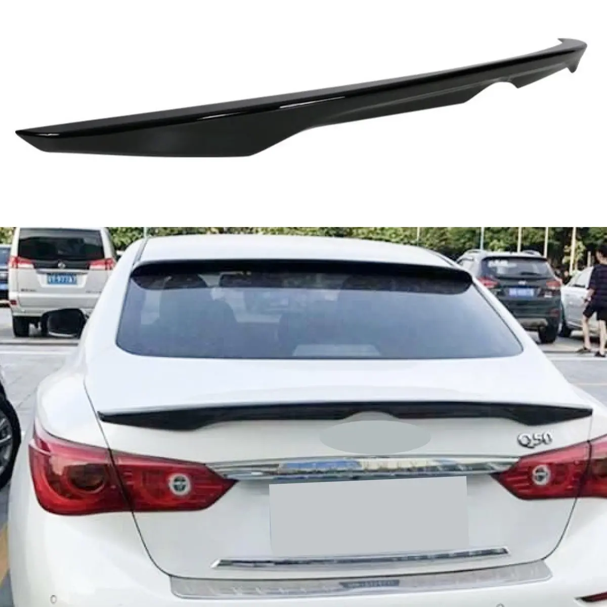 Fit 2014-2017 Infiniti Q50 Rear Trunk Spoiler Wing (Gloss Black) 1