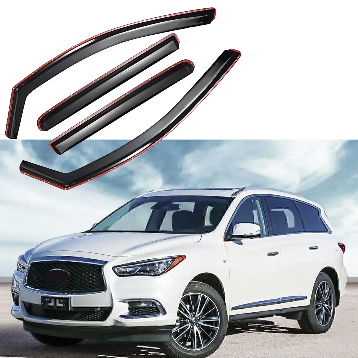 Fit 2013-2021 Infiniti Qx60 Jx35 In-Channel Vent Window Visors Rain Sun Wind Guards Shade Deflectors 1