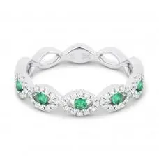 14K White Gold Emerald And Diamond Ring 1