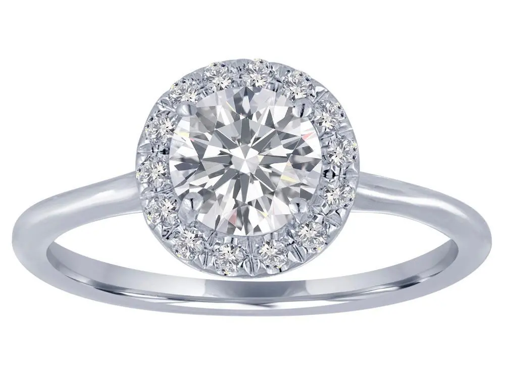 14K White Gold Diamond Halo  Engagement Ring(Center Stone Not Included) 1