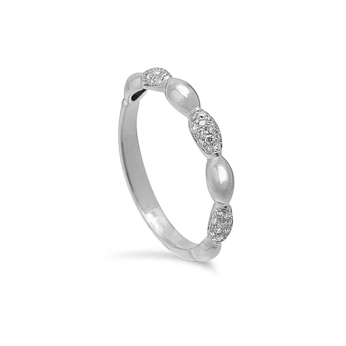 14K White Gold Diamond Pave And Oval Gold Ring 1