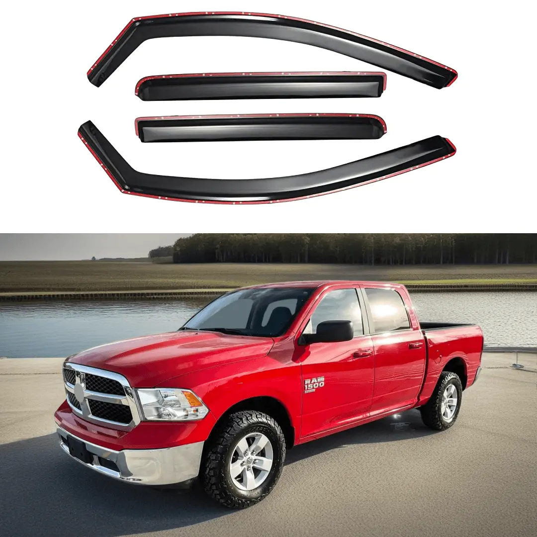 Fits 2019-2024 Ram 1500 Classic Crew Cab In-Channel Vent Window Visors Rain Guards Shade Deflectors 1
