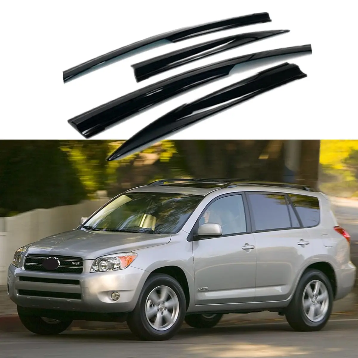 Fit 2006-2012 Toyota Rav4 3D Mugen Style Vent Window Visors Rain Sun Wind Guards Shade Deflectors 1