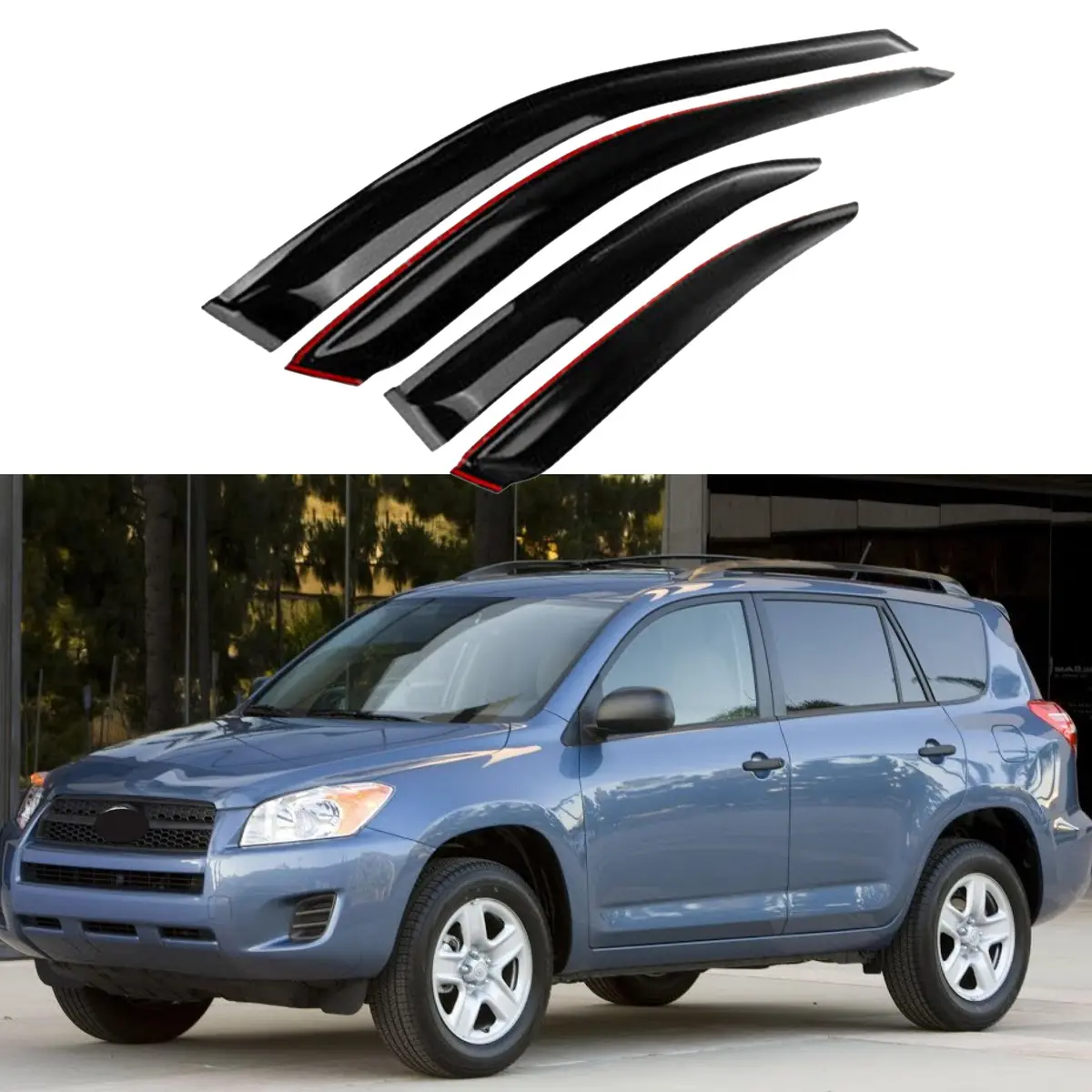 Fit 2006-2012 Toyota Rav4 Out-Channel Vent Window Visors Rain Sun Wind Guards Shade Deflectors 1