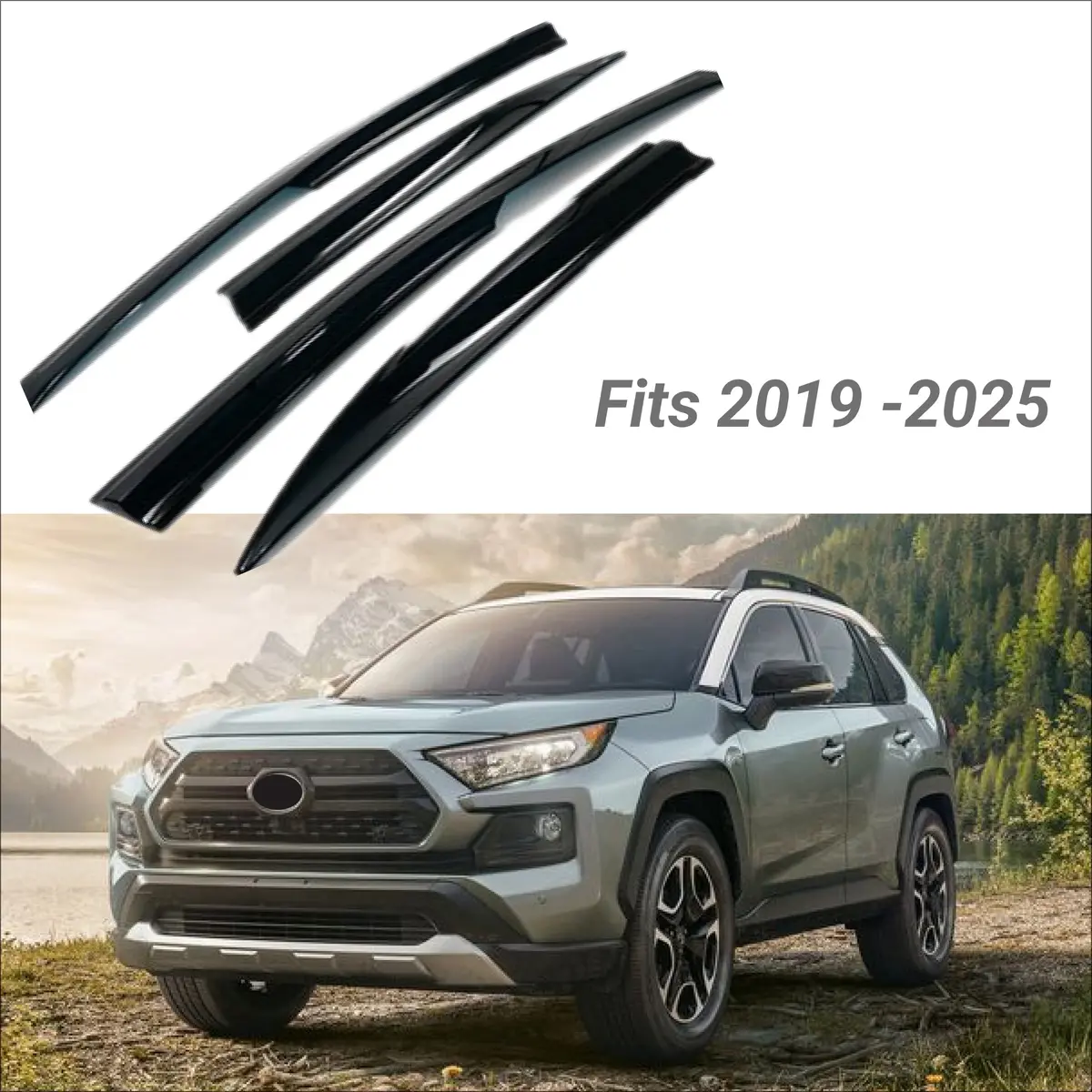 Fit 2019-2025 Toyota Rav4 In-Channel Vent Window Visors Rain Sun Wind Guards Shade Deflectors 1