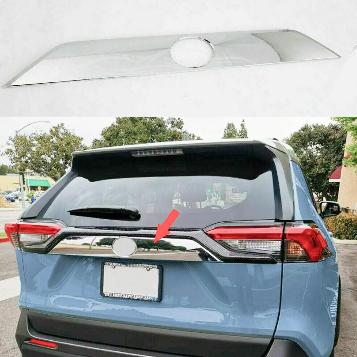 Fits 2019-2021 Toyota Rav4 Rear Door Trunk Lid Decoration Latch Cover Molding Trim (Chrome) 1