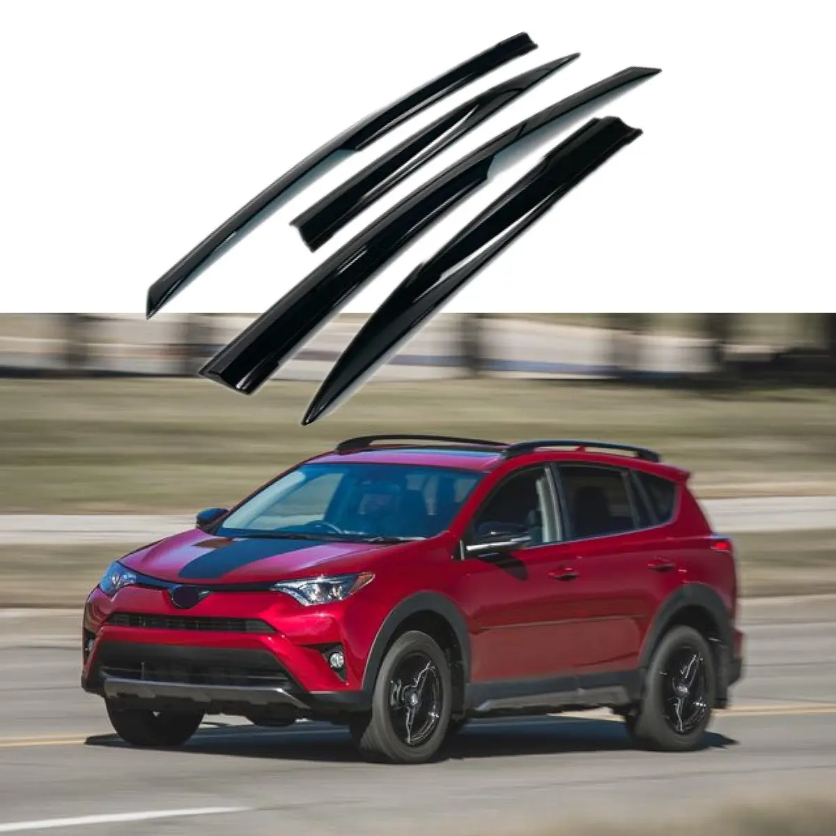 Fit 2013-2018 Toyota Rav4 3D Mugen Style Vent Window Visors Rain Sun Wind Guards Shade Deflectors 1