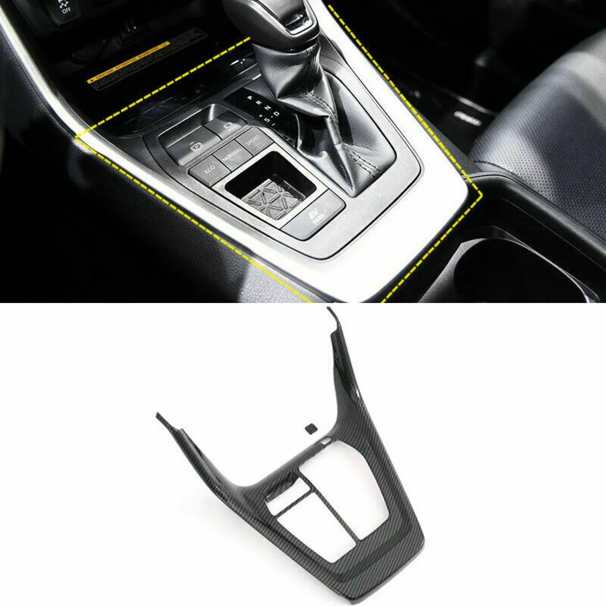 Fits 2019-2024 Toyota Rav4 Gear Position Shift Panel Box Cover (Carbon Fiber Print) 1