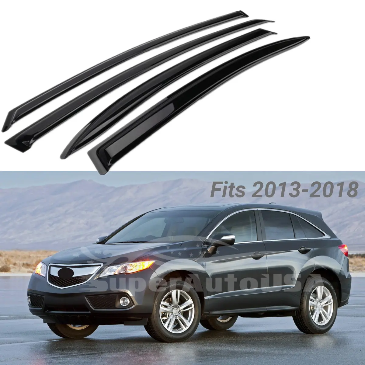 Fit 2013-2018 Acura Rdx Out-Channel Vent Window Visors Rain Sun Wind Guards Shade Deflectors 2