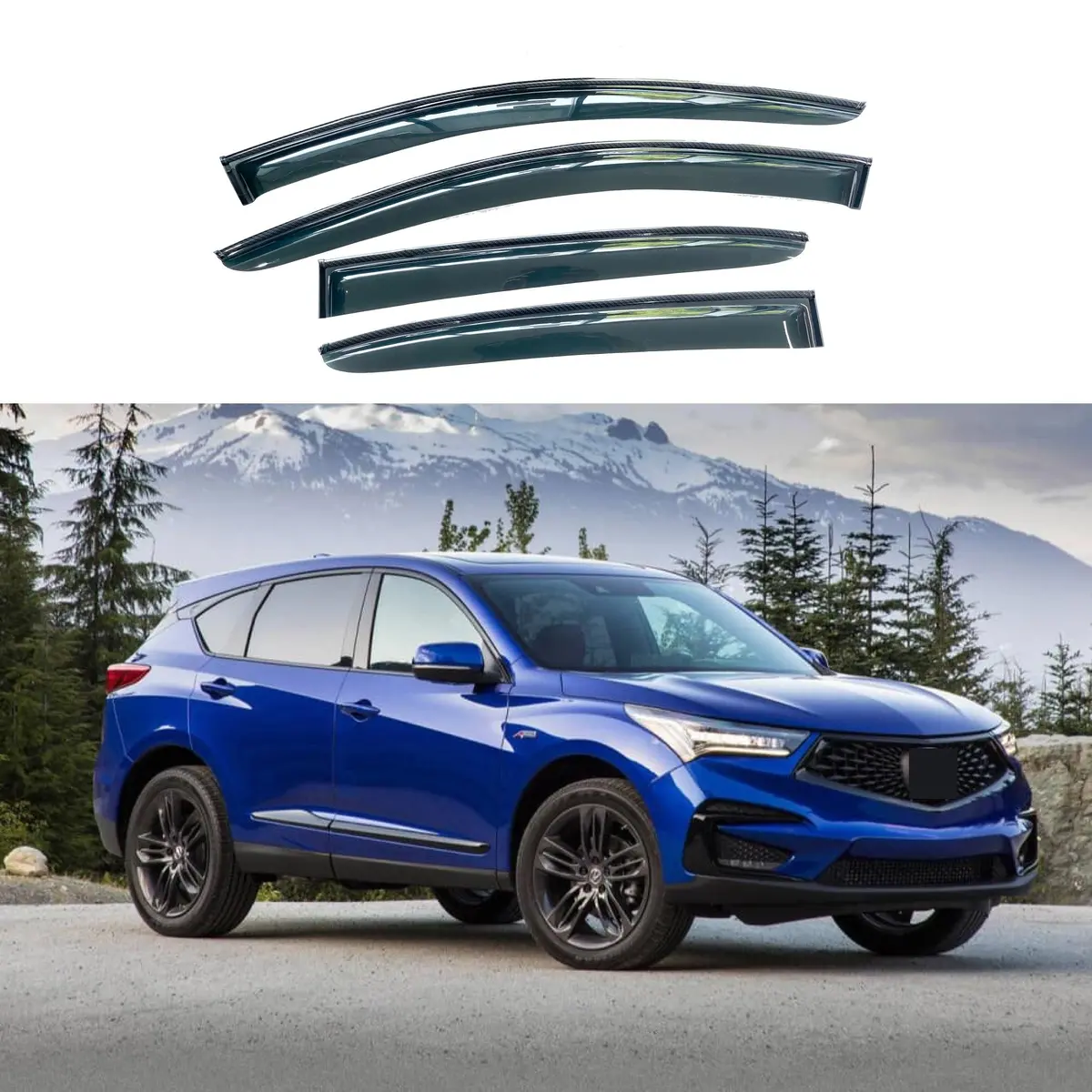 Fits Acura Rdx 2019-24 Carbon Print Trim Window Visors Wind Rain Guards Reflectors 1