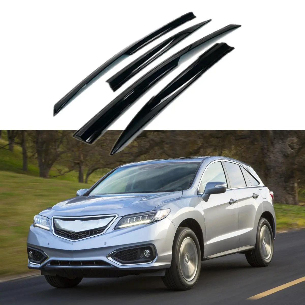 Fit 2013-2018 Acura Rdx 3D Mugen Style Vent Window Visors Rain Sun Wind Guards Shade Deflectors 1
