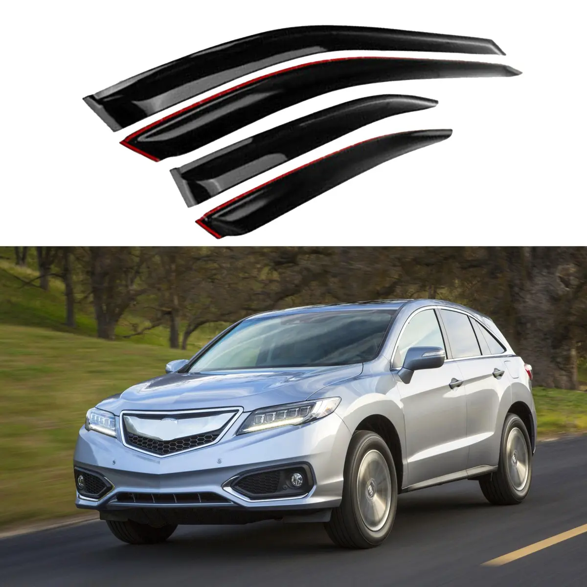 Fit 2013-2018 Acura Rdx Out-Channel Vent Window Visors Rain Sun Wind Guards Shade Deflectors 1