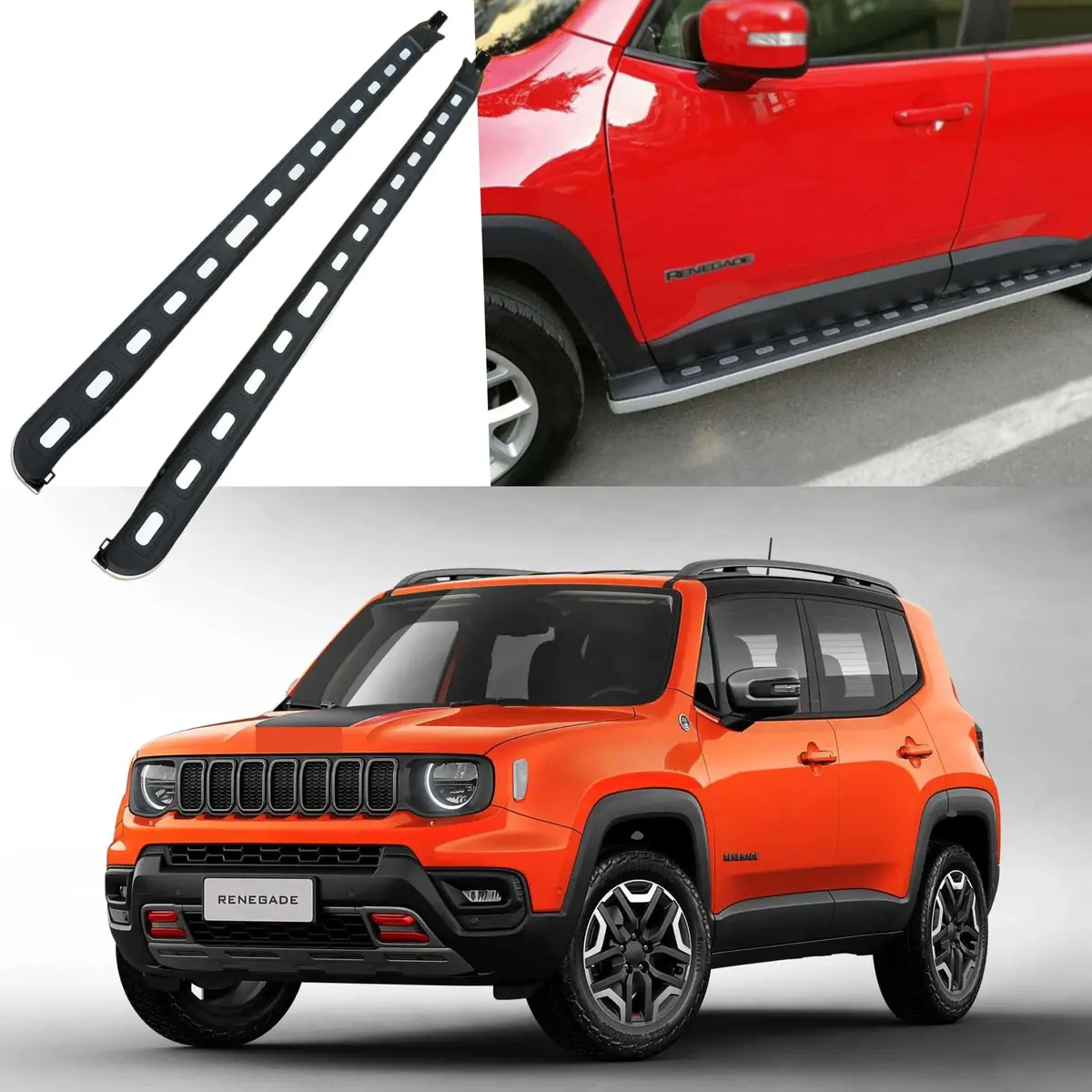 For Jeep Renegade 2015-2022 Running Board Side Step Nerf Bars Pair Aluminum Oe 1