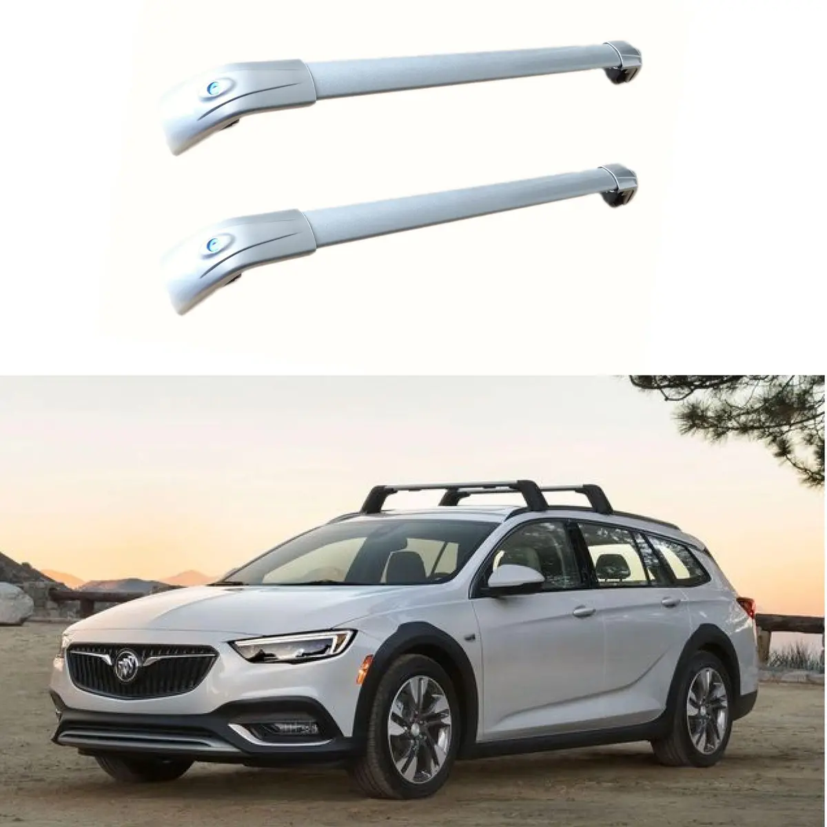 Fit 2018-2020 Buick Regal Tourx Silver Baggage Luggage Cross Bar 1