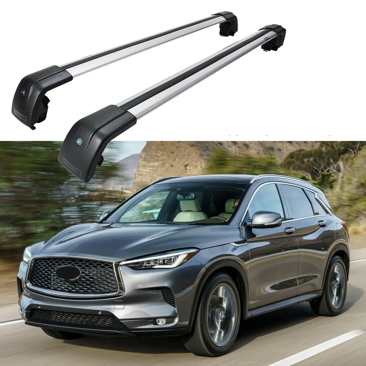 Fit 2017-2021 Infiniti Qx50 Suv Top Roof Rack Cross Bar Baggage Luggage Carrier Bar 1