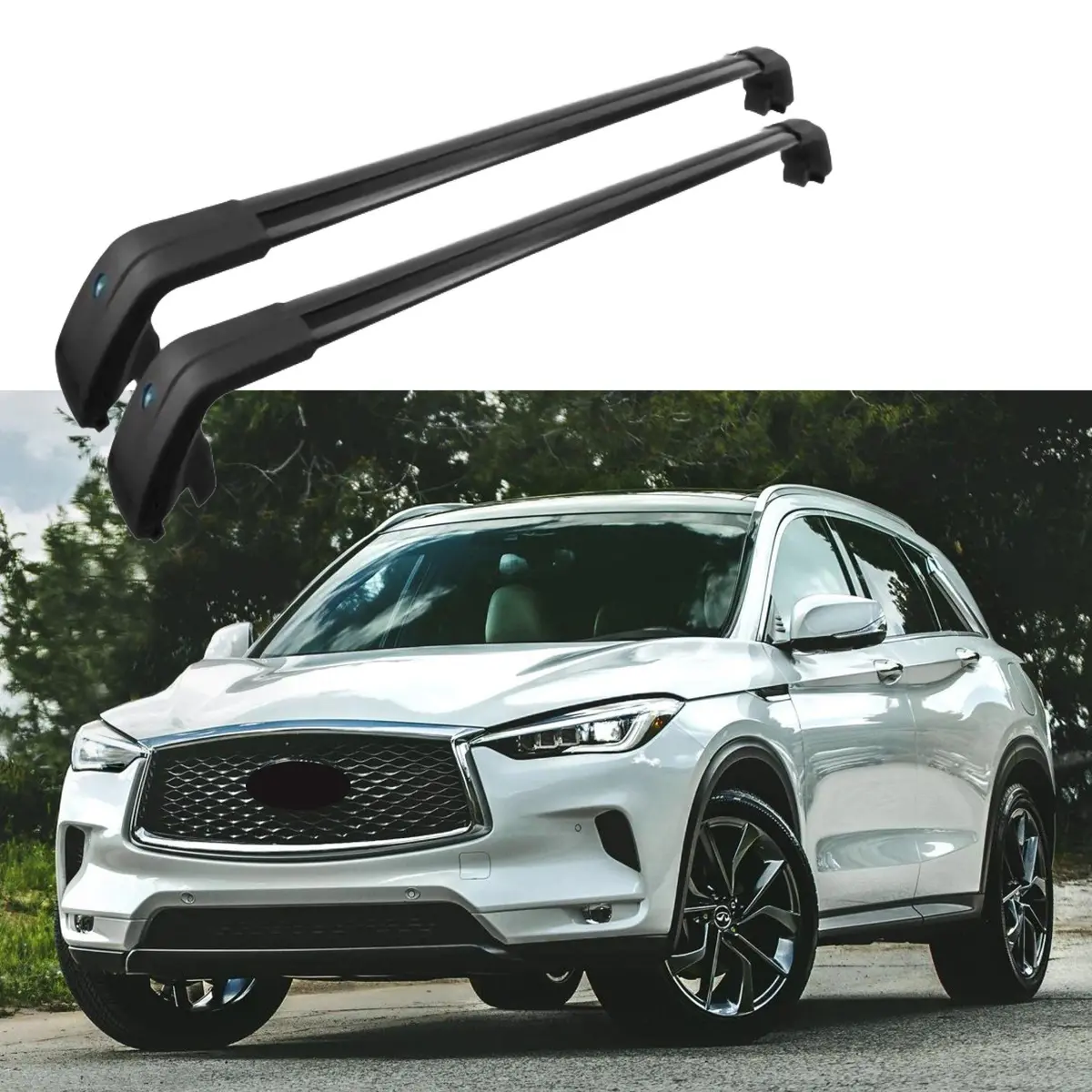 Fit 2017-2021 Infiniti Qx50 Black Roof Rack Baggage Luggage Cross Bar Crossbar 1