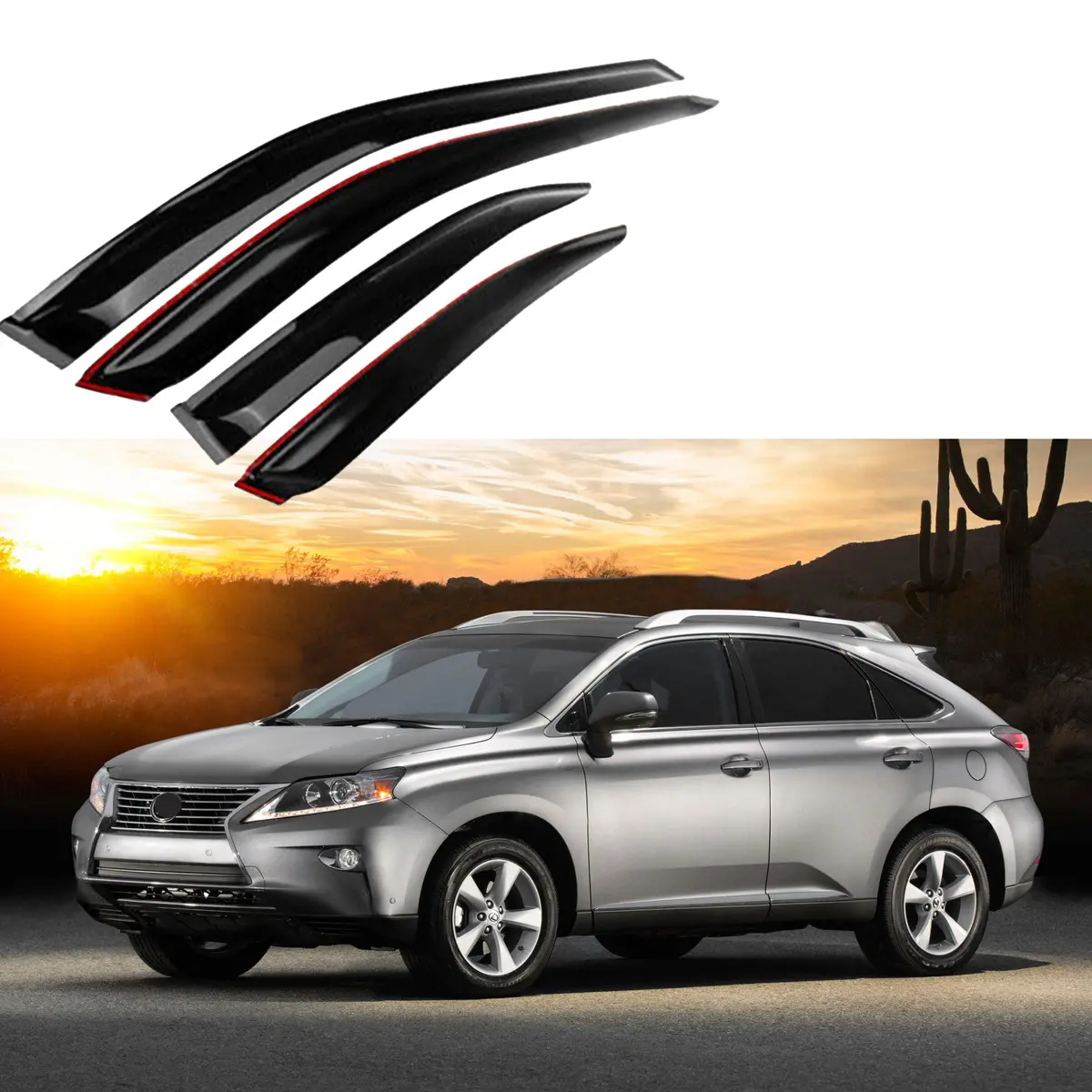 Fit 2010-2015 Lexus Rx350 Rx450h Out-Channel Vent Window Visors Rain Sun Wind Guards Shade Deflectors 1