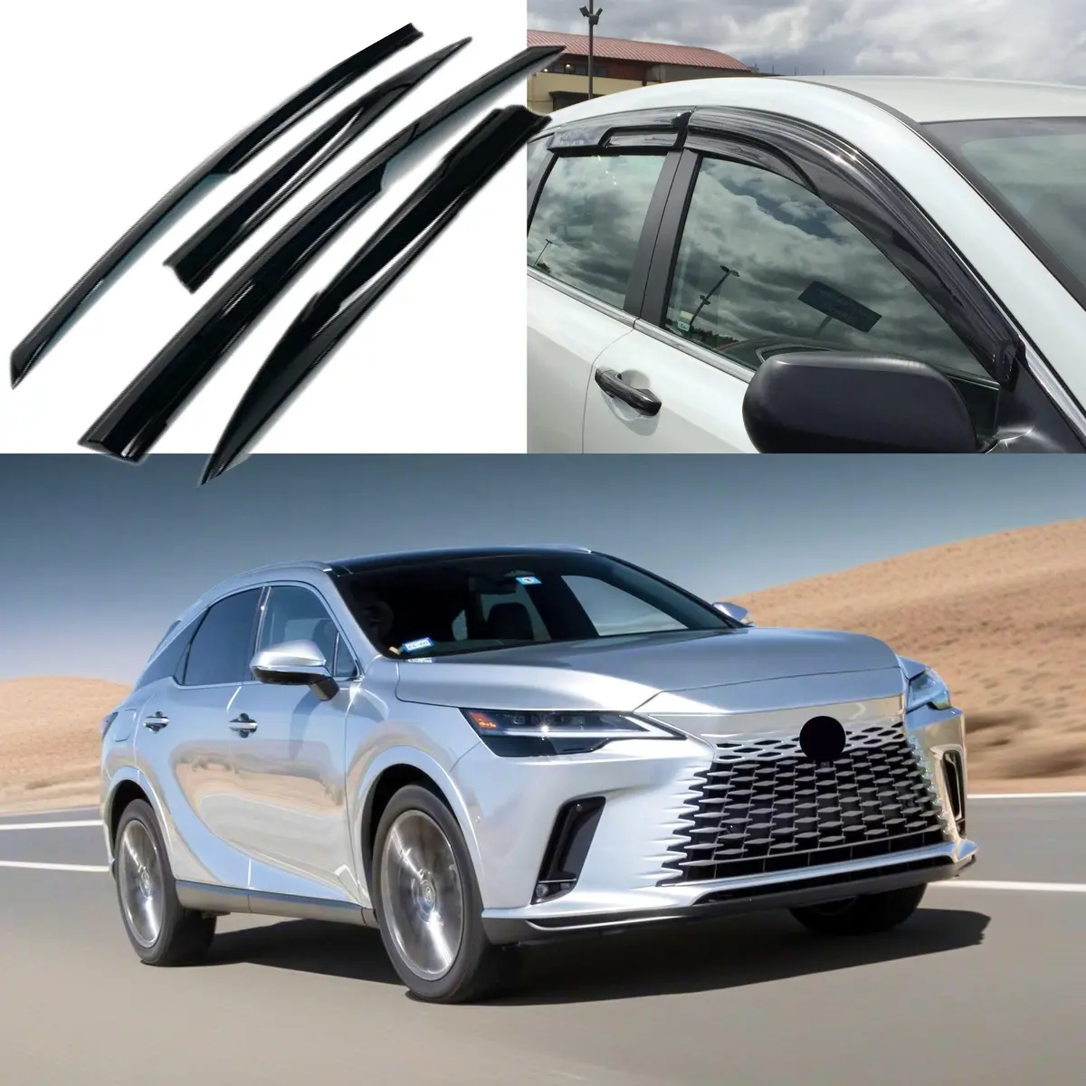 Fits 2023-2025 Lexus Rx350 550H 3D Mugen Style Window Visor Rain Vent Deflectors 1